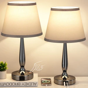 Touch Table Lamp for Bedroom Set, Small Bedside Lamps Set of 2 with USB C Charging Port, 3 Way Dimmable Touch Control Nightstand Lamps, LED Bulb Included Touch Table Lamp for Bedroom Set, Small Bedside Lamps Set of 2 with USB C Charging Port, 3 Way Dimmable Touch Control Nightstand Lamps, LED Bulb Included
