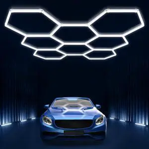 Hexagon Garage Lights: Hexagon led Gym Lights 40000LM DIY LED Shop Light Car Detailing Ceiling Light for Basement Warehouse Workshop Barbershop Car Care Wash Room Exhibition 6500K Hexagon Garage Lights: Hexagon led Gym Lights 40000LM DIY LED Shop Light Car Detailing Ceiling Light for Basement Warehouse Workshop Barbershop Car Care Wash Room Exhibition 6500K