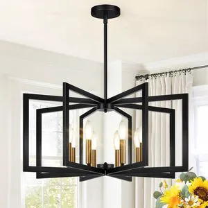 25"-61" Height Adjustable Modern Black and Gold Chandelier for Dining Room, No Assembly Required Dining Room Light Fixture Over Table, Industrial Metal Pendant Lights Fixture for Kitchen Island 25"-61" Height Adjustable Modern Black and Gold Chandelier for Dining Room, No Assembly Required Dining Room Light Fixture Over Table, Industrial Metal Pendant Lights Fixture for Kitchen Island