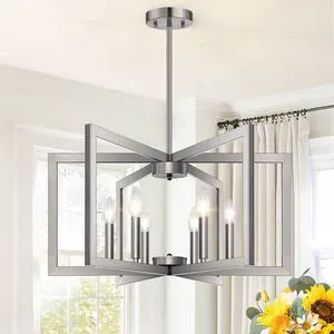 25"-61" Height Adjustable Modern Brushed Nickel Chandelier for Dining Room, No Assembly Required Dining Room Light Fixture Over Table, Industrial Metal Pendant Lights Fixture for Kitchen Island 25"-61" Height Adjustable Modern Brushed Nickel Chandelier for Dining Room, No Assembly Required Dining Room Light Fixture Over Table, Industrial Metal Pendant Lights Fixture for Kitchen Island