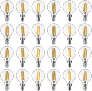 60W Equivalent LED Globe Candelabra Bulbs, Dimmable G16.5 LED E12 Chandelier Light Bulbs, 550LM, CRI90, 5.5W, AC 120V, 24 Pack, 2700K Soft White 60W Equivalent LED Globe Candelabra Bulbs, Dimmable G16.5 LED E12 Chandelier Light Bulbs, 550LM, CRI90, 5.5W, AC 120V, 24 Pack, 2700K Soft White