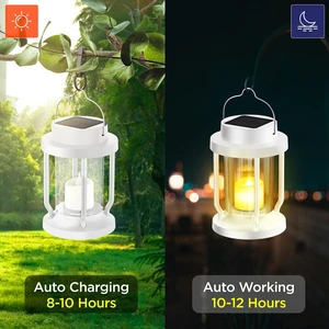 Solar Lantern Outdoor & Indoor Use Hanging Solar Lights with Realistic Flickering Flameless Candle, Weatherproof for Gardens, Patios, Trees, and Lawns (White, 4 Pack) Solar Lantern Outdoor & Indoor Use Hanging Solar Lights with Realistic Flickering Flameless Candle, Weatherproof for Gardens, Patios, Trees, and Lawns (White, 4 Pack)