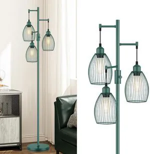 Dimmable Floor Lamp, Industrial Floor Lamps for Living Room, Green Tree Lamp Standing Lamp Tall Lamps with 3 Elegant Teardrop Cage Head & 800 Lumens LED Bulbs for Living room Bedroom Dining Room Dimmable Floor Lamp, Industrial Floor Lamps for Living Room, Green Tree Lamp Standing Lamp Tall Lamps with 3 Elegant Teardrop Cage Head & 800 Lumens LED Bulbs for Living room Bedroom Dining Room