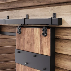 8FT Exterior Sliding Barn Door Hardware Kit, Box Rail Track, 450lb Capacity, Black Weather-Resistant Steel, Wall Mount System for Outdoor Use, Fit Single 48in Door 8FT Exterior Sliding Barn Door Hardware Kit, Box Rail Track, 450lb Capacity, Black Weather-Resistant Steel, Wall Mount System for Outdoor Use, Fit Single 48in Door