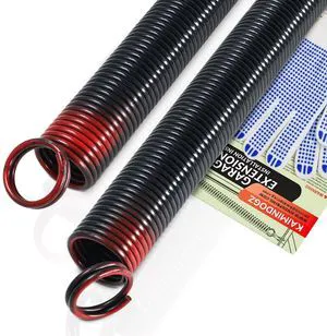 Pair of 150lb. Heavy Duty Garage Door Extension Springs Stretch Springs, 25" Long,Double Loop Ends, High Precision Electrophoresis Black Coated, MIN 16,000 Cycles, for 7ft High Garage Doors Pair of 150lb. Heavy Duty Garage Door Extension Springs Stretch Springs, 25" Long,Double Loop Ends, High Precision Electrophoresis Black Coated, MIN 16,000 Cycles, for 7ft High Garage Doors