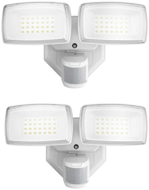 32W 2 Head Motion Sensor Outdoor Lights, 3200LM 6500K LED Security Light, Dusk to Dawn, Motion Detector Light for Outside, 2 Pack IP65 Waterproof Flood Lights for Garage, Yard(White) 32W 2 Head Motion Sensor Outdoor Lights, 3200LM 6500K LED Security Light, Dusk to Dawn, Motion Detector Light for Outside, 2 Pack IP65 Waterproof Flood Lights for Garage, Yard(White)