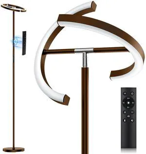 Brown Floor Lamp, Modern Stepless Dimmable Standing Lamp with Remote Control, 22W 3000-6000K LED Rotatable Floor Light Uplighter Stand up Lamp Tall Lamp for Living Room Bedroom Office Brown Floor Lamp, Modern Stepless Dimmable Standing Lamp with Remote Control, 22W 3000-6000K LED Rotatable Floor Light Uplighter Stand up Lamp Tall Lamp for Living Room Bedroom Office