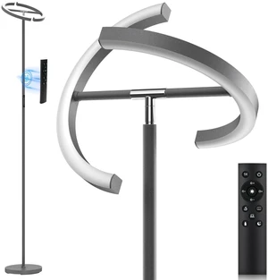 Gunmetal Gray LED Floor Lamp - Rotatable Standing Lamp for Living Room Bedroom, 22W Dimmable Floor Readig Light with Touch/Remote Control, Modern Corner Lamp for Office, Brightness Adjustable Gunmetal Gray LED Floor Lamp - Rotatable Standing Lamp for Living Room Bedroom, 22W Dimmable Floor Readig Light with Touch/Remote Control, Modern Corner Lamp for Office, Brightness Adjustable