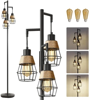 70" Floor Lamps for Living Room, Stepless Dimmable Boho Floor Lamp with 3 Bulbs, Tall Farmhouse Industrial Corner Standing Tree Lamp for Bedroom, Office, Study Room, Dining Room, Black 70" Floor Lamps for Living Room, Stepless Dimmable Boho Floor Lamp with 3 Bulbs, Tall Farmhouse Industrial Corner Standing Tree Lamp for Bedroom, Office, Study Room, Dining Room, Black
