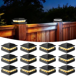 Solar Post Cap Lights for 4x4 Wood/Vinyl Posts, 12 Pack IP65 Waterproof Fence Post Solar Lights, Outdoor Post Lights with 2 Color Modes Decorate Garden Patio Porch Backyard, Black Solar Post Cap Lights for 4x4 Wood/Vinyl Posts, 12 Pack IP65 Waterproof Fence Post Solar Lights, Outdoor Post Lights with 2 Color Modes Decorate Garden Patio Porch Backyard, Black