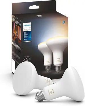 Smart 85W BR30 LED Bulb - White Ambiance Warm-to-Cool White Light - 2 Pack - 1200LM - E26 - Indoor - Control with Hue App - Compatible with Alexa, Google Assistant and Apple Homekit Smart 85W BR30 LED Bulb - White Ambiance Warm-to-Cool White Light - 2 Pack - 1200LM - E26 - Indoor - Control with Hue App - Compatible with Alexa, Google Assistant and Apple Homekit