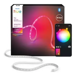 Hue Flux 16-Foot LED Strip Light, 3000 lm, Vibrant Color and Ambiance, Flexible Indoor Lighting, Chromasync Color Blending, RGBWWIC, Cuttable, Extendable, Reusable, App and Voice Control Hue Flux 16-Foot LED Strip Light, 3000 lm, Vibrant Color and Ambiance, Flexible Indoor Lighting, Chromasync Color Blending, RGBWWIC, Cuttable, Extendable, Reusable, App and Voice Control