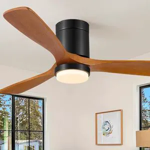 52 Inch Ceiling Fans with Lights and Remote, 3 Blade Low Profile Flush Mount, ETL Listed, Timer, 6 Speeds Reversible DC Motor, 3CCT Modern Fans Patio Bedroom Indoor/Outdoor, 52in Brown Black 52 Inch Ceiling Fans with Lights and Remote, 3 Blade Low Profile Flush Mount, ETL Listed, Timer, 6 Speeds Reversible DC Motor, 3CCT Modern Fans Patio Bedroom Indoor/Outdoor, 52in Brown Black