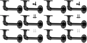 Industrial Pipe Shelf Brackets for 8 10 12 14 inches Board, Iron L Pipe Floating Shelves, Heavy Duty Metal Shelving Brackets - 12 Pack Black Industrial Pipe Shelf Brackets for 8 10 12 14 inches Board, Iron L Pipe Floating Shelves, Heavy Duty Metal Shelving Brackets - 12 Pack Black