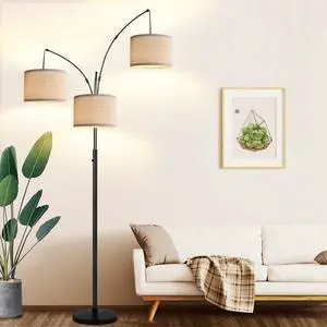 Dimmable 3 Lights Floor Lamp - 3000LM Super Bright Arc Floor Lamps for Living Room, Modern Tall Standing Lamp With Beige Shades, Mid Century Tree Floor Lamp for Bedroom Office, 3 LED Bulbs Included Dimmable 3 Lights Floor Lamp - 3000LM Super Bright Arc Floor Lamps for Living Room, Modern Tall Standing Lamp With Beige Shades, Mid Century Tree Floor Lamp for Bedroom Office, 3 LED Bulbs Included