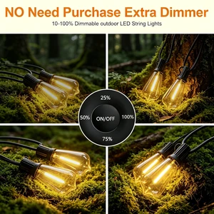 Outdoor String Lights 50FT 26 LED, Waterproof Dimmable Patio Lights Remote Control, Shatterproof Edison ST38 Bulbs, Timer, Plug-In, Warm White Hanging Light for Garden Yard Porch Deck Decor Outdoor String Lights 50FT 26 LED, Waterproof Dimmable Patio Lights Remote Control, Shatterproof Edison ST38 Bulbs, Timer, Plug-In, Warm White Hanging Light for Garden Yard Porch Deck Decor