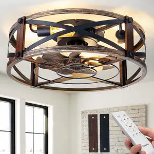 20" Caged Ceiling Fans with Lights and Remote, Low Profile Fandelier Reversible DC Motor, 1/2/4H Timer, 6 Speeds, Farmhouse Style, Quiet Operation, for Bedroom, Kitchen, Dining Room, Living Room 20" Caged Ceiling Fans with Lights and Remote, Low Profile Fandelier Reversible DC Motor, 1/2/4H Timer, 6 Speeds, Farmhouse Style, Quiet Operation, for Bedroom, Kitchen, Dining Room, Living Room