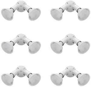 Outdoor Flood Light Fixture, Adjustable Twin Par Flood Light Holder, Safety and Security, 120 Volts, Uses 2 Lamps Up to 150W (Not Included), White, 6-Pack (OFTH 300PR 120 WH CP6 M4) Outdoor Flood Light Fixture, Adjustable Twin Par Flood Light Holder, Safety and Security, 120 Volts, Uses 2 Lamps Up to 150W (Not Included), White, 6-Pack (OFTH 300PR 120 WH CP6 M4)