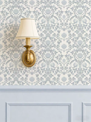 590.5" × 17.3" Blue Floral Peel and Stick Wallpaper, Damask Vintage Wallpaper for Bedroom Bathroom Self Adhesive Removable 590.5" × 17.3" Blue Floral Peel and Stick Wallpaper, Damask Vintage Wallpaper for Bedroom Bathroom Self Adhesive Removable