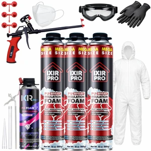 PU Spray Foam Insulation Kit (3 PK Kit - 30oz) Class A Insulation Foam, ASTM E84 Tested, Includes Gun, Cleaner, Protective Coverall, Goggles, Gloves and Accessories PU Spray Foam Insulation Kit (3 PK Kit - 30oz) Class A Insulation Foam, ASTM E84 Tested, Includes Gun, Cleaner, Protective Coverall, Goggles, Gloves and Accessories