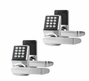 Keyless Entry Door Lock with Handle - Keypad Door Lock with Handle for Front Door, Digital Code Lock with Fob Card and Keys, Anti-Peep Keypad Lock, Heavy Duty Zinc Alloy, Brushed Nickel Finish-2PACK Keyless Entry Door Lock with Handle - Keypad Door Lock with Handle for Front Door, Digital Code Lock with Fob Card and Keys, Anti-Peep Keypad Lock, Heavy Duty Zinc Alloy, Brushed Nickel Finish-2PACK
