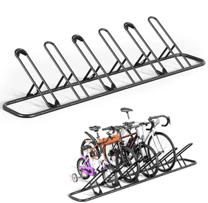 Floor Bike Rack for Garage, Indoor Outdoor Bicycle Storage Stand, Bike Parking Rack for Mountain, Road & Kids Cycles (Black, 6-Slot) Floor Bike Rack for Garage, Indoor Outdoor Bicycle Storage Stand, Bike Parking Rack for Mountain, Road & Kids Cycles (Black, 6-Slot)
