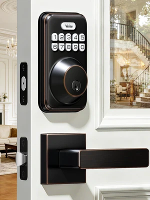 DK01-B Keyless Entry Deadbolt Lock with Handle Set, Oil Rubbed Bronze 21 User Password, Anti-Peeping & One-time Code, Auto-Lock, 2 Backup Keys, Backlit Keypad, IP54 Waterproof, for Front Door DK01-B Keyless Entry Deadbolt Lock with Handle Set, Oil Rubbed Bronze 21 User Password, Anti-Peeping & One-time Code, Auto-Lock, 2 Backup Keys, Backlit Keypad, IP54 Waterproof, for Front Door