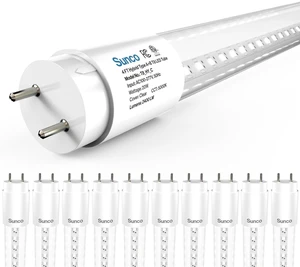 10 Pack 4 Foot T8 LED Tube Light Bulbs, 5000K, 20W, Hybrid A+B 2400LM, Clear Lens, Daylight, Single/Double-Ended Power, 48 Inch Fluorescent Bulb Replacement, Bypass/Ballast Compatible 10 Pack 4 Foot T8 LED Tube Light Bulbs, 5000K, 20W, Hybrid A+B 2400LM, Clear Lens, Daylight, Single/Double-Ended Power, 48 Inch Fluorescent Bulb Replacement, Bypass/Ballast Compatible