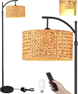 Floor Lamp for Living Room Bedroom Farmhouse Arc Rattan Boho Standing Lamp with Remote Dimmable Black Wicker Bamboo Lamp Shade Floor Light Adjustable Tall Lamp Industrial Floor Lamps Bohemian Floor Lamp for Living Room Bedroom Farmhouse Arc Rattan Boho Standing Lamp with Remote Dimmable Black Wicker Bamboo Lamp Shade Floor Light Adjustable Tall Lamp Industrial Floor Lamps Bohemian