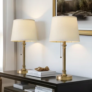 19.5" Warm Gold Small Table Lamps Set of 2 for Living Room Bedroom Pull Chain Switch Bedside Table Lamps, White Linen Shade, Small Desk Lamp for Living Room, Bedroom, Home Office, Nursery 19.5" Warm Gold Small Table Lamps Set of 2 for Living Room Bedroom Pull Chain Switch Bedside Table Lamps, White Linen Shade, Small Desk Lamp for Living Room, Bedroom, Home Office, Nursery