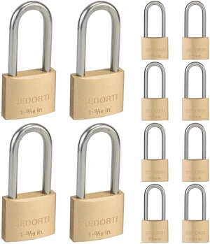12-Pack Keyed Alike Locks with Key# 44123, Solid Brass Padock with 304 Stainless Steel Long Shackle, Weatherproof Locks for Outdoor Use 12-Pack Keyed Alike Locks with Key# 44123, Solid Brass Padock with 304 Stainless Steel Long Shackle, Weatherproof Locks for Outdoor Use
