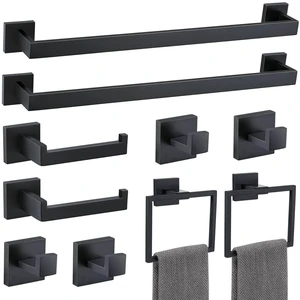 10 Pieces Bathroom Hardware Accessories Set Black Towel Bar Set Towel Holder Racks Set for Bathroom,SUS304 Stainless Steel,Wall Mounted 23.6-Inch 10 Pieces Bathroom Hardware Accessories Set Black Towel Bar Set Towel Holder Racks Set for Bathroom,SUS304 Stainless Steel,Wall Mounted 23.6-Inch
