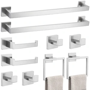 10-Piece Bathroom Hardware Accessories Set-Brushed Nickel Towel Bar, Holder & Racks-SUS304 Stainless Steel-Wall Mounted,23.6-Inch 10-Piece Bathroom Hardware Accessories Set-Brushed Nickel Towel Bar, Holder & Racks-SUS304 Stainless Steel-Wall Mounted,23.6-Inch