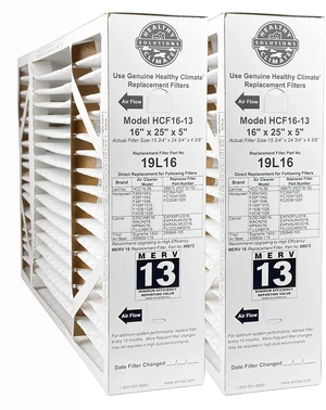 Lennox 19L16-16" x 25" x 5" HCF16-13 Air filter, MERV 13 (2-Pack) Lennox 19L16-16" x 25" x 5" HCF16-13 Air filter, MERV 13 (2-Pack)