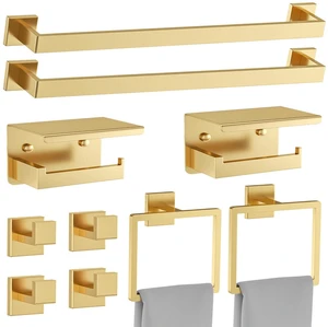 10 Pieces Brushed Gold Towel Bar Set Bathroom Hardware Accessories Set Upgraded Toilet Paper Holder Towel Holder/Racks Set for Bathroom Stainless Steel Wall Mounted 23.6in 10 Pieces Brushed Gold Towel Bar Set Bathroom Hardware Accessories Set Upgraded Toilet Paper Holder Towel Holder/Racks Set for Bathroom Stainless Steel Wall Mounted 23.6in