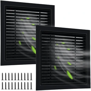 2 Pcs 26" x 26" Gable Vent Aluminum Alloy Wall Vents Shed Attic Vent with Screen Return Air Grill with Screws, for Ventilation Exterior Doors Wall House (Black) 2 Pcs 26" x 26" Gable Vent Aluminum Alloy Wall Vents Shed Attic Vent with Screen Return Air Grill with Screws, for Ventilation Exterior Doors Wall House (Black)