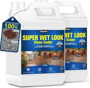 Super Wet Look Stone Sealer-2 Gallon, Durable & Long-Lasting Protection with High Gloss Finsh, Stain Proof, Against Water Damage & Dissolved Salts Natural Stone Sealer for Sandstone, Driveways Super Wet Look Stone Sealer-2 Gallon, Durable & Long-Lasting Protection with High Gloss Finsh, Stain Proof, Against Water Damage & Dissolved Salts Natural Stone Sealer for Sandstone, Driveways