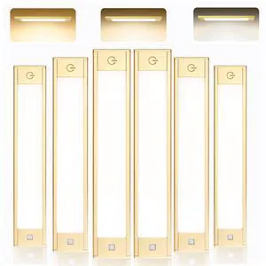 Motion Sensor Cabinet Light, Rechargeable, Dimmable, 6Pcs, 9in Gold aluminum, magnetic wireless, 1800mAh, 3 color temps & dimmable, ideal for kitchen, closet, shelf & stair Motion Sensor Cabinet Light, Rechargeable, Dimmable, 6Pcs, 9in Gold aluminum, magnetic wireless, 1800mAh, 3 color temps & dimmable, ideal for kitchen, closet, shelf & stair