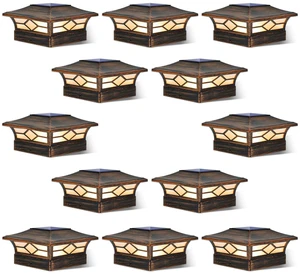 Solar Post Cap Lights Outdoor 12pack, Waterproof Solar Powered Deck Fence Post Lights for 4x4 Wood/Vinyl Posts, Solar Outdoor LED Light with Cool/Warm Lighting Decorate Garden Patio Porch Solar Post Cap Lights Outdoor 12pack, Waterproof Solar Powered Deck Fence Post Lights for 4x4 Wood/Vinyl Posts, Solar Outdoor LED Light with Cool/Warm Lighting Decorate Garden Patio Porch