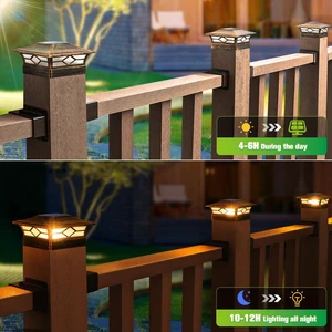 Solar Post Cap Lights Outdoor 6pack, Waterproof Solar Powered Deck Fence Post Lights for 4x4 Wood/Vinyl Posts, Solar Outdoor LED Light with Cool/Warm Lighting Decorate Garden Patio Porch Solar Post Cap Lights Outdoor 6pack, Waterproof Solar Powered Deck Fence Post Lights for 4x4 Wood/Vinyl Posts, Solar Outdoor LED Light with Cool/Warm Lighting Decorate Garden Patio Porch