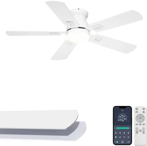 42'' White Flush Mount Ceiling Fans with Lights for Nursery Room App/Remote Control, Low Profile, Space-Saving, Quiet DC Motor, 3CCT Dimmable, 6 Speeds Modern Overhead Fan for Low Ceilings 42'' White Flush Mount Ceiling Fans with Lights for Nursery Room App/Remote Control, Low Profile, Space-Saving, Quiet DC Motor, 3CCT Dimmable, 6 Speeds Modern Overhead Fan for Low Ceilings