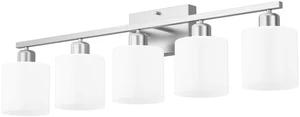 Bathroom Lights Over Mirror Brushed Nickel, Anti-Rust 5-Light Bathroom Vanity Light Fixtures, Modern 28.34Inches Wall Sconces E26 Base, Milky White Glass Shades, Bulbs Not Included Bathroom Lights Over Mirror Brushed Nickel, Anti-Rust 5-Light Bathroom Vanity Light Fixtures, Modern 28.34Inches Wall Sconces E26 Base, Milky White Glass Shades, Bulbs Not Included