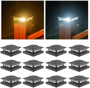 12Pack Solar Post Cap Lights, 2 Color Modes Deck Lights, Black Waterproof solar lights fit 4x4/6x6 wooden & 4x4/5x5 vinyl posts, suitable for dock, fence, patio outdoor decorative lighting 12Pack Solar Post Cap Lights, 2 Color Modes Deck Lights, Black Waterproof solar lights fit 4x4/6x6 wooden & 4x4/5x5 vinyl posts, suitable for dock, fence, patio outdoor decorative lighting