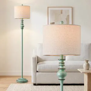 64.25" Farmhouse Floor Lamp for Living Room, Tall Antique Blue Standing Lamp with Rotary Switch, Vintage Reading Lamp for Bedroom & Nursery, Coastal Cottage Home Decor 64.25" Farmhouse Floor Lamp for Living Room, Tall Antique Blue Standing Lamp with Rotary Switch, Vintage Reading Lamp for Bedroom & Nursery, Coastal Cottage Home Decor