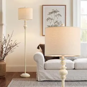 64.25" Farmhouse Floor Lamp for Living Room, Tall Antique White Standing Lamp with Gold Accents, Rotary Switch Reading Lamp for Bedroom & Nursery, Classic Home Decor Corner Lamp 64.25" Farmhouse Floor Lamp for Living Room, Tall Antique White Standing Lamp with Gold Accents, Rotary Switch Reading Lamp for Bedroom & Nursery, Classic Home Decor Corner Lamp