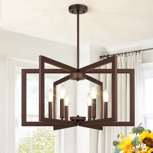 25"-61" Height Adjustable Modern Matte Brown Chandelier for Dining Room, No Assembly Required Brown Dining Room Light Fixture Over Table, Industrial Metal Pendant Lights Fixture for Kitchen Island 25"-61" Height Adjustable Modern Matte Brown Chandelier for Dining Room, No Assembly Required Brown Dining Room Light Fixture Over Table, Industrial Metal Pendant Lights Fixture for Kitchen Island