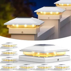 White Solar Post Cap Lights, Warm White Fence Lights 8 Pack Solar powered waterproof lamps fit 4x4/6x6 wooden & 4x4/5x5 vinyl posts for garden, patio, porch and backyard use White Solar Post Cap Lights, Warm White Fence Lights 8 Pack Solar powered waterproof lamps fit 4x4/6x6 wooden & 4x4/5x5 vinyl posts for garden, patio, porch and backyard use