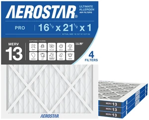 Air Filter 16 1/2 x 21 1/2 x 1 MERV 13 Furnace Filter, 4 Pack AC Filter & HVAC, Actual Size (16 1/2 x 21 1/2 x 3/4), MPR 1500/FPR 10, For Dust, Pet Dander, Bacteria & Allergies Air Filter 16 1/2 x 21 1/2 x 1 MERV 13 Furnace Filter, 4 Pack AC Filter & HVAC, Actual Size (16 1/2 x 21 1/2 x 3/4), MPR 1500/FPR 10, For Dust, Pet Dander, Bacteria & Allergies
