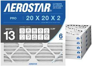 20x20x2 MERV 13 Air Filter, 6 Count, ACTUAL SIZE (19.50 x 19.50 x 1.75), HVAC, Air Conditioning & Furnace Filter for Allergies, Dust, Pet Dander & Smoke (MPR 1500 / FPR 10), Made in USA 20x20x2 MERV 13 Air Filter, 6 Count, ACTUAL SIZE (19.50 x 19.50 x 1.75), HVAC, Air Conditioning & Furnace Filter for Allergies, Dust, Pet Dander & Smoke (MPR 1500 / FPR 10), Made in USA