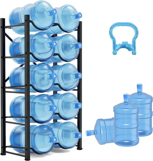 5 Gallon Water Jug Holder for 10 Bottles, 5-Tier Double Row Holds | Detachable, Heavy-Duty, with Reinforcement Frame, for Office, Kitchen, Garages, Restaurant and Gym 5 Gallon Water Jug Holder for 10 Bottles, 5-Tier Double Row Holds | Detachable, Heavy-Duty, with Reinforcement Frame, for Office, Kitchen, Garages, Restaurant and Gym
